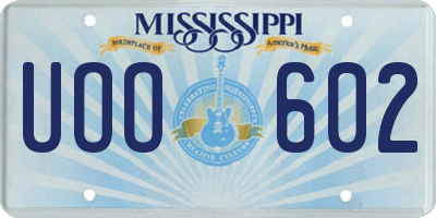 MS license plate UOO602