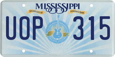 MS license plate UOP315