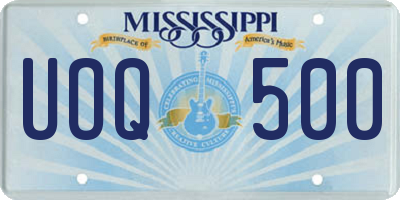 MS license plate UOQ500
