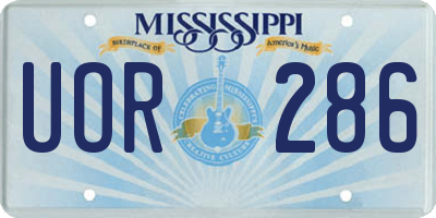 MS license plate UOR286