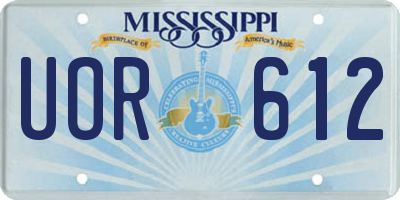 MS license plate UOR612