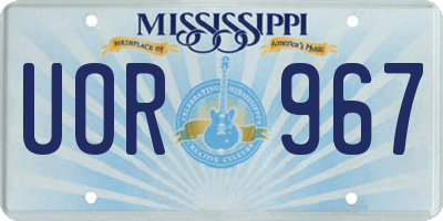 MS license plate UOR967