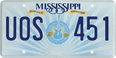 MS license plate UOS451