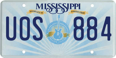 MS license plate UOS884