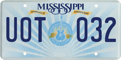 MS license plate UOT032
