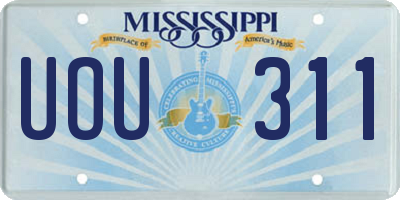 MS license plate UOU311