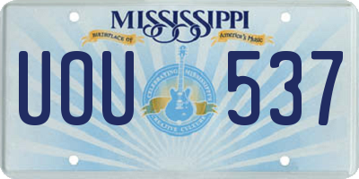 MS license plate UOU537