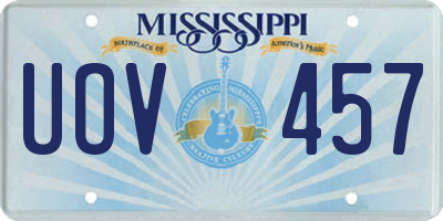 MS license plate UOV457