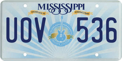 MS license plate UOV536