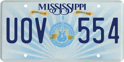 MS license plate UOV554