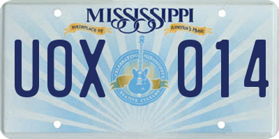 MS license plate UOX014