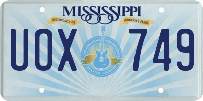 MS license plate UOX749