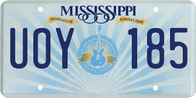 MS license plate UOY185