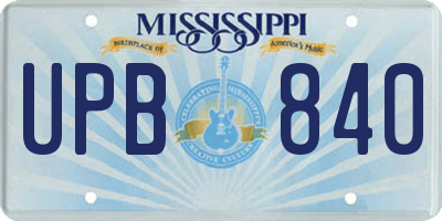 MS license plate UPB840