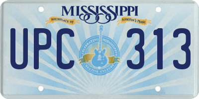 MS license plate UPC313