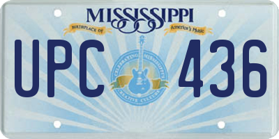 MS license plate UPC436