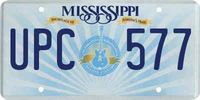 MS license plate UPC577