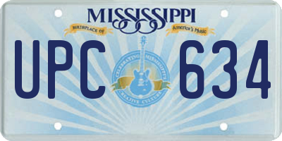 MS license plate UPC634