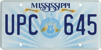 MS license plate UPC645