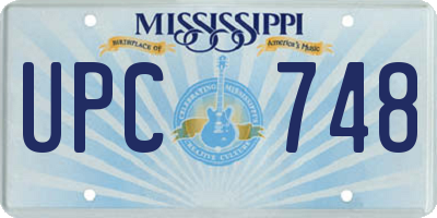 MS license plate UPC748