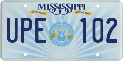 MS license plate UPE102