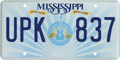 MS license plate UPK837
