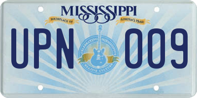 MS license plate UPN009