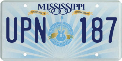 MS license plate UPN187