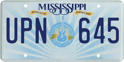 MS license plate UPN645