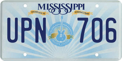 MS license plate UPN706