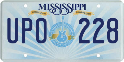MS license plate UPO228