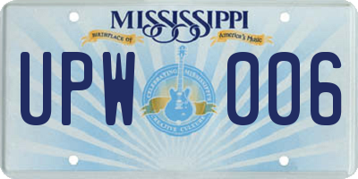 MS license plate UPW006