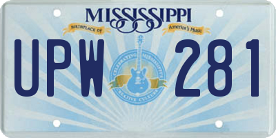 MS license plate UPW281