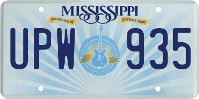 MS license plate UPW935