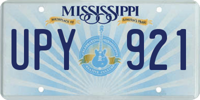 MS license plate UPY921