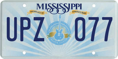MS license plate UPZ077