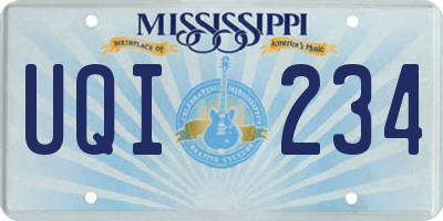 MS license plate UQI234