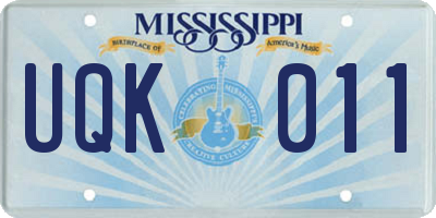 MS license plate UQK011