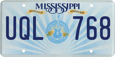 MS license plate UQL768