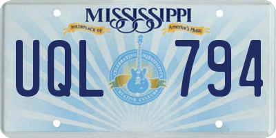 MS license plate UQL794