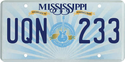MS license plate UQN233