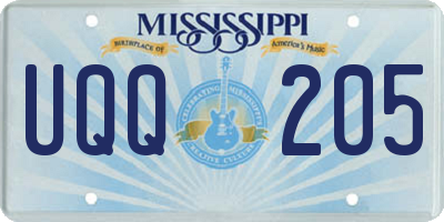 MS license plate UQQ205