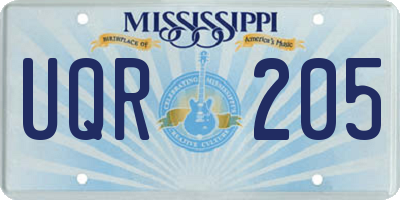 MS license plate UQR205