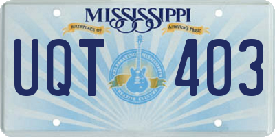 MS license plate UQT403