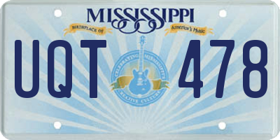 MS license plate UQT478