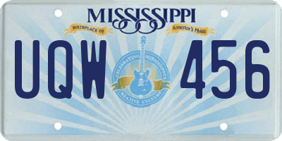 MS license plate UQW456