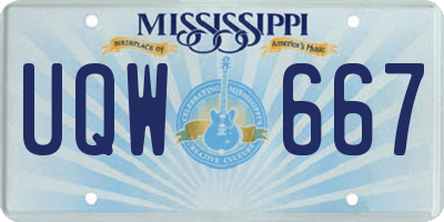MS license plate UQW667