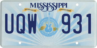 MS license plate UQW931