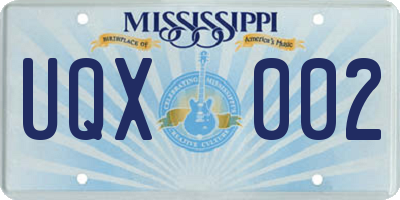 MS license plate UQX002