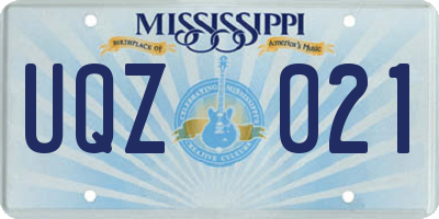 MS license plate UQZ021